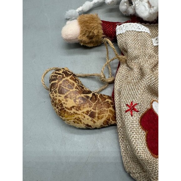 Christmas Santa Claus Plush Decor With Burlap gift Bag & Heart Pattern bell READ - Picture 3 of 7